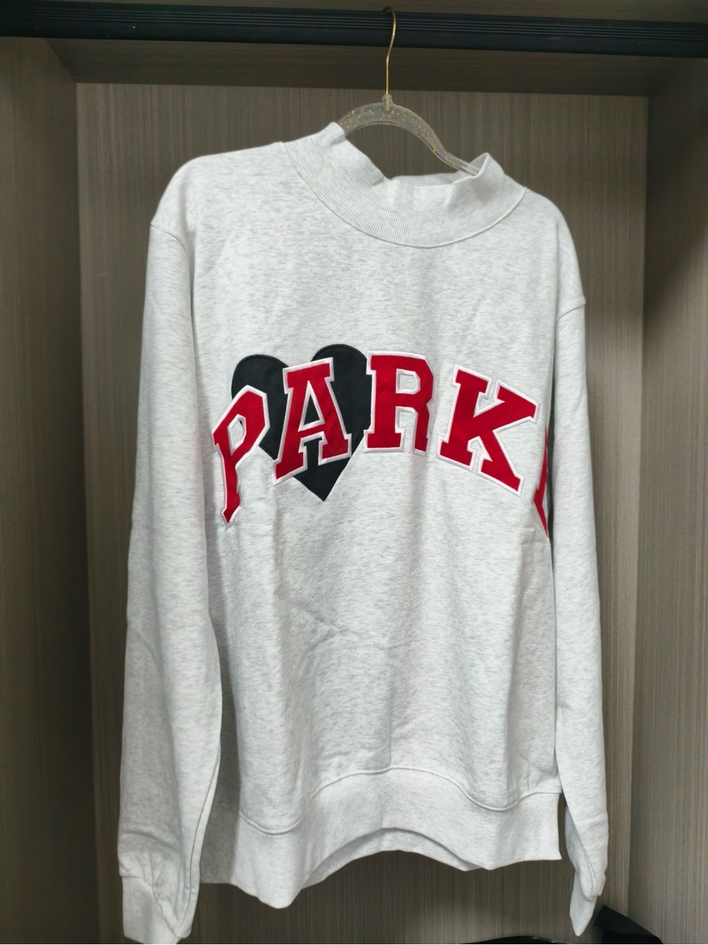 PARKE Unbranded Light Gray Crewneck Sweatshirt with Red PARKE Lettering